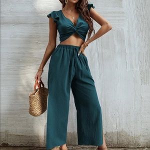 Shein two piece set in dark green